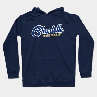 Charlotte North Carolina NC Classic Athletic Script Dark Blue Hoodie